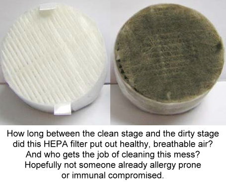 Example of a dirty HEPA filter