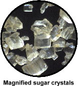 Magnified sugar crystals