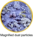 Magnified dust particles