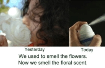 Smell the flowers or the floral scent?